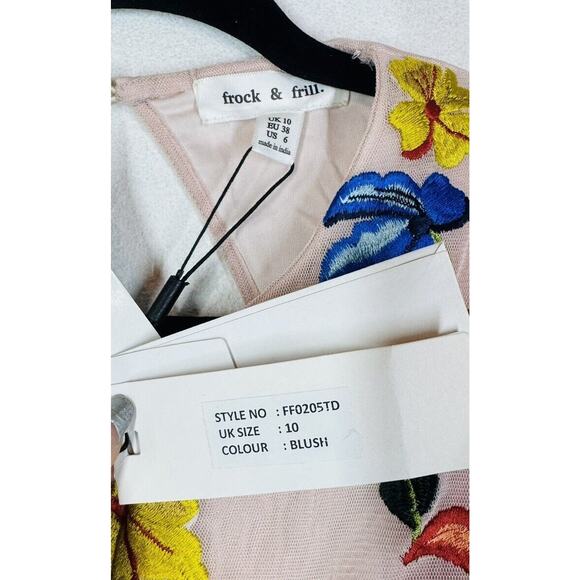 Frock & Frill ModCloth Pink Embellished Embroidered Floral Tulle Maxi Dress 6 - Picture 6 of 7